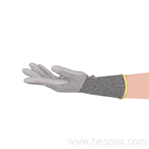 Hespax Nylon Protective HPPE Gloves Anti-Cut PU Dipped